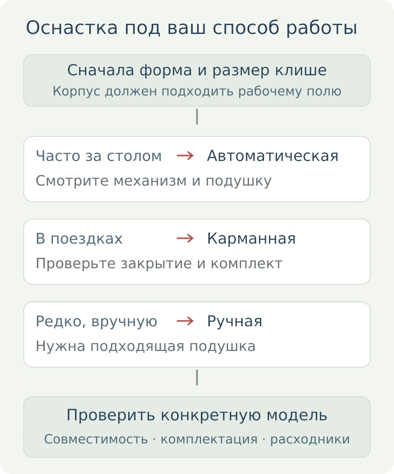 Выбор оснастки: размер клише, сценарий работы и проверка модели