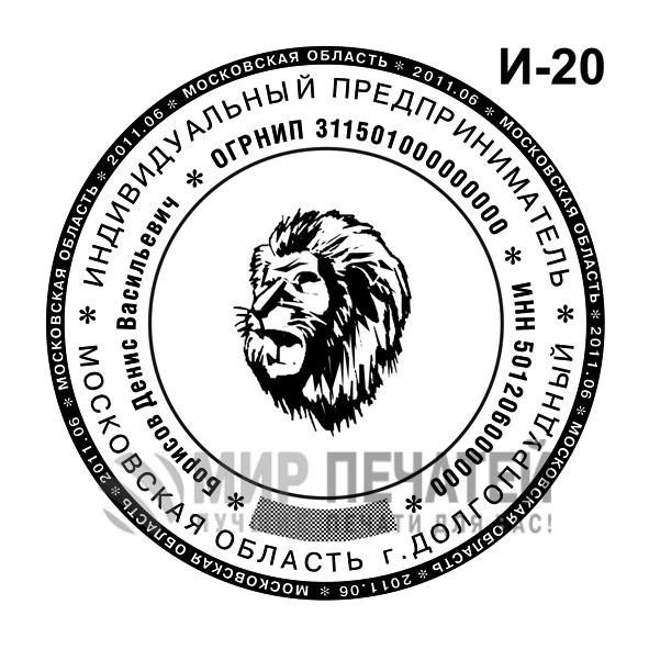 Печать ИП по ГОСТу И-20 — образец оформления
